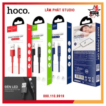 Cáp Sạc Hoco U47 Iphone - Có Đèn Báo Tự Ngắt Khi Pin Đầy