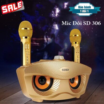 LOA BLUETOOTH KARAOKE SD-306 TẶNG KÈM 2 MIC KO DÂY