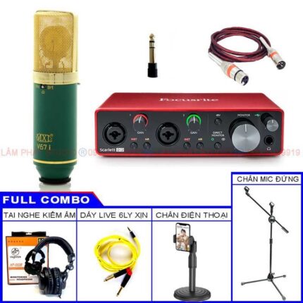 Bộ livestream chuyên nghiệp Bộ Thu Âm Focusrite 2i2 3rd Gen Và Micro MXL V67i
