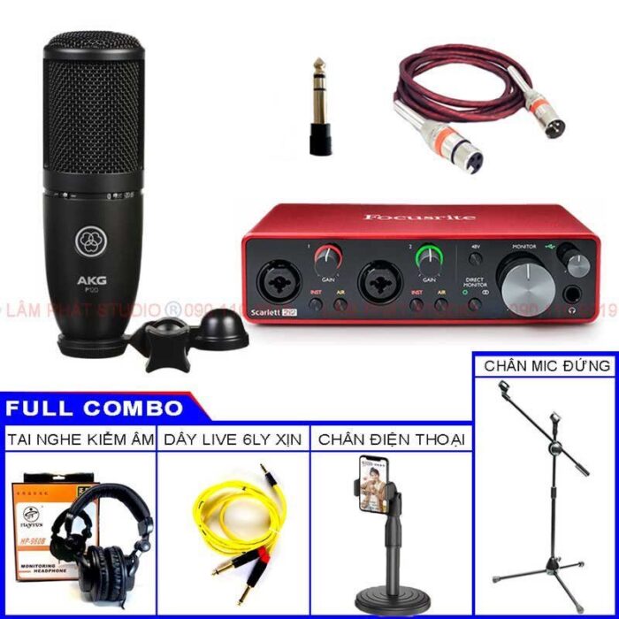 Combo Focusrite 2i2 3rd Gen Va Micro AKG P120