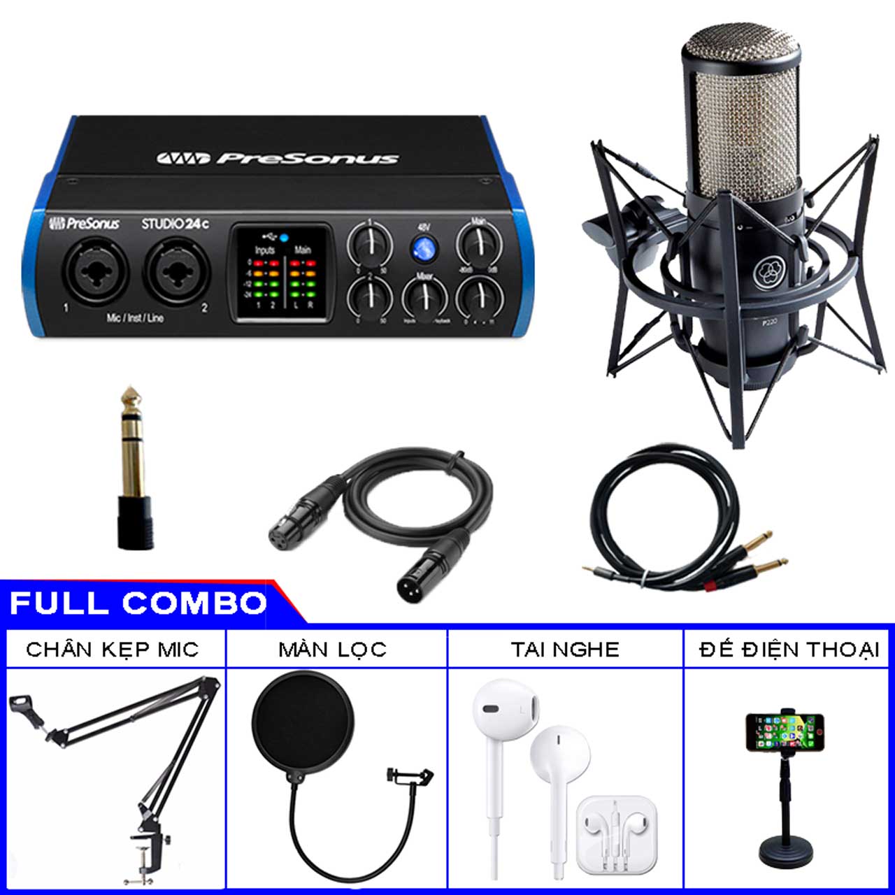 Combo Sound Card Presonus Studio 24C Va Micro AKG P420 3