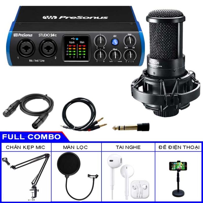 Combo Sound Card Presonus Studio 24C Va Micro Takstar PC K220 dientulamphat 1