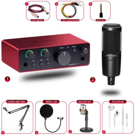 Combo Solo gen 4 Micro AT2020 Bộ thu âm chuyên nghiệp