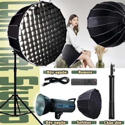 Bộ đèn Studio Livestream 300W Led công suất lớn Softbox Parabolic