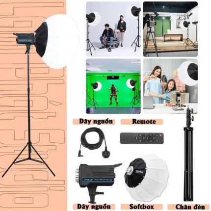 Bộ đèn studio livestream quay phim 150W Softbox tròn