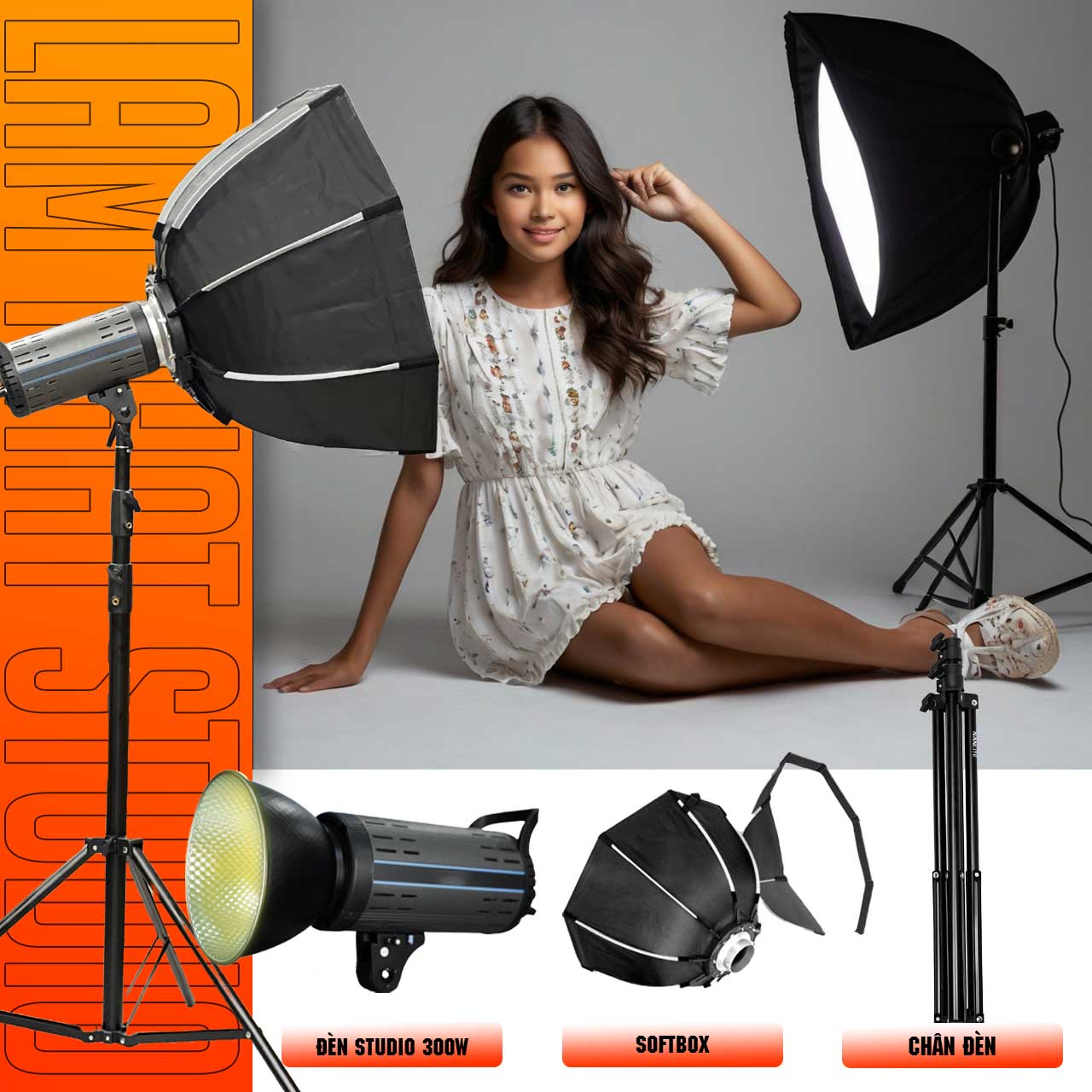 Combo đèn LPS-09 300W Bộ đèn studio chụp ảnh sản phẩm đèn keylight chuyên nghiệp