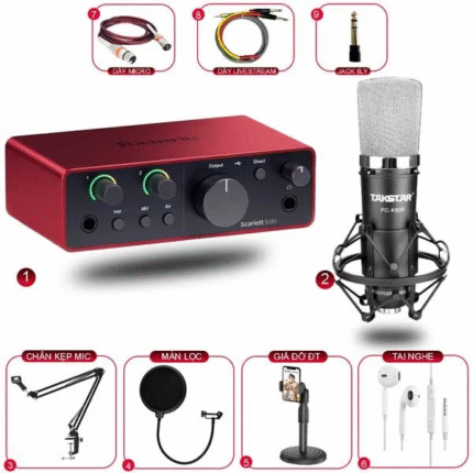 Combo Thu Âm Focusrite Solo Gen 4 và Micro Takstar K600
