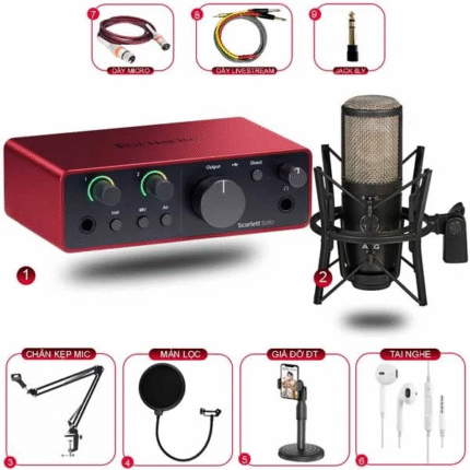 Combo Thu Âm Focusrite Solo Gen 4 và Micro AKG P420